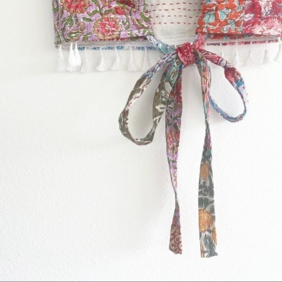 Erin Made Patchwork Crop Top Convertible Bohemian Hand Made Quilted One Size - Picture 15 of 16